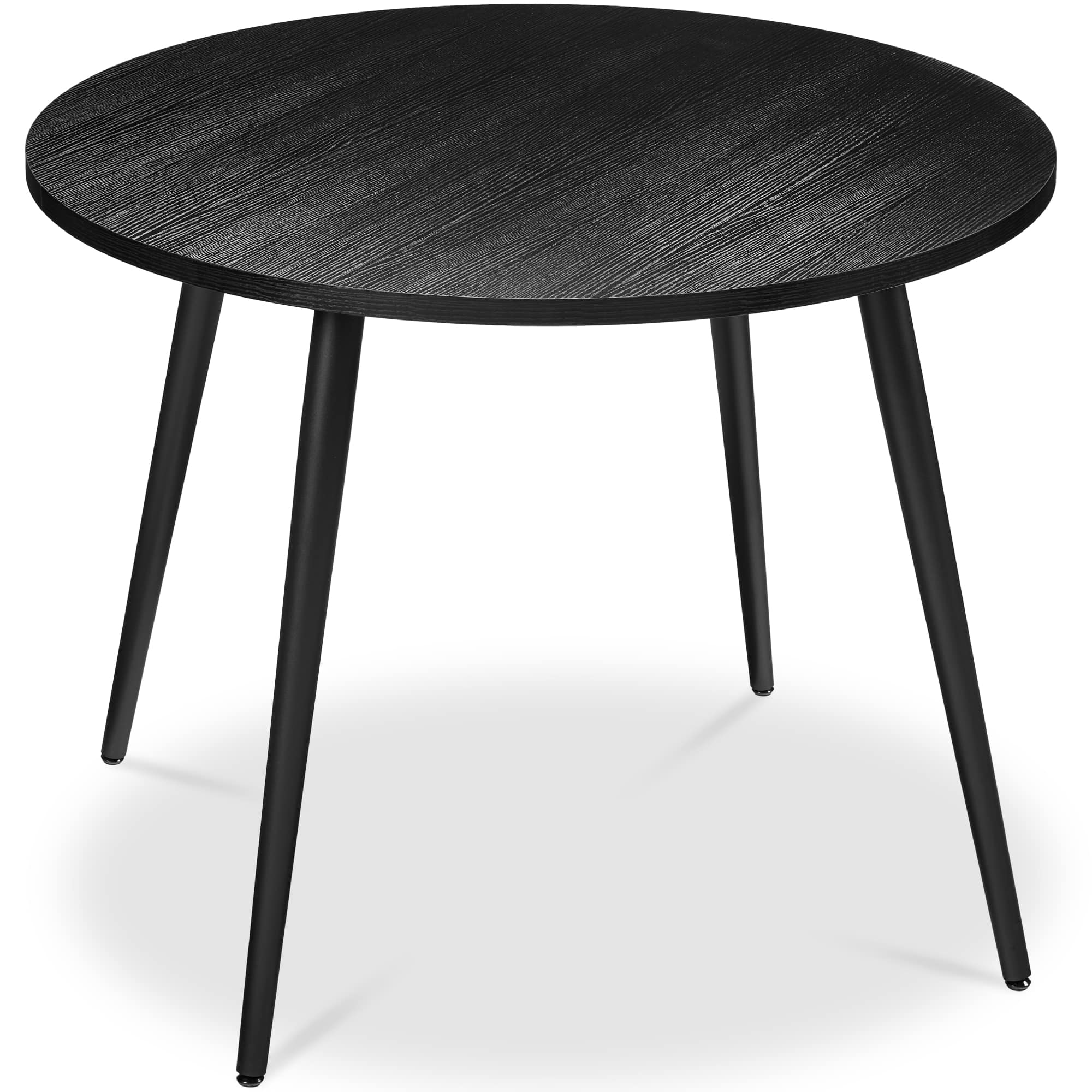 Best Choice Products - Round Mid-Century Modern 35.5in Dining Table, Dinette for Home or Kitchen w/Wood Finish Steel Legs - Black