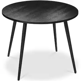 Best Choice Products - Round Mid-Century Modern 35.5in Dining Table, Dinette for Home or Kitchen w/Wood Finish Steel Legs - Black