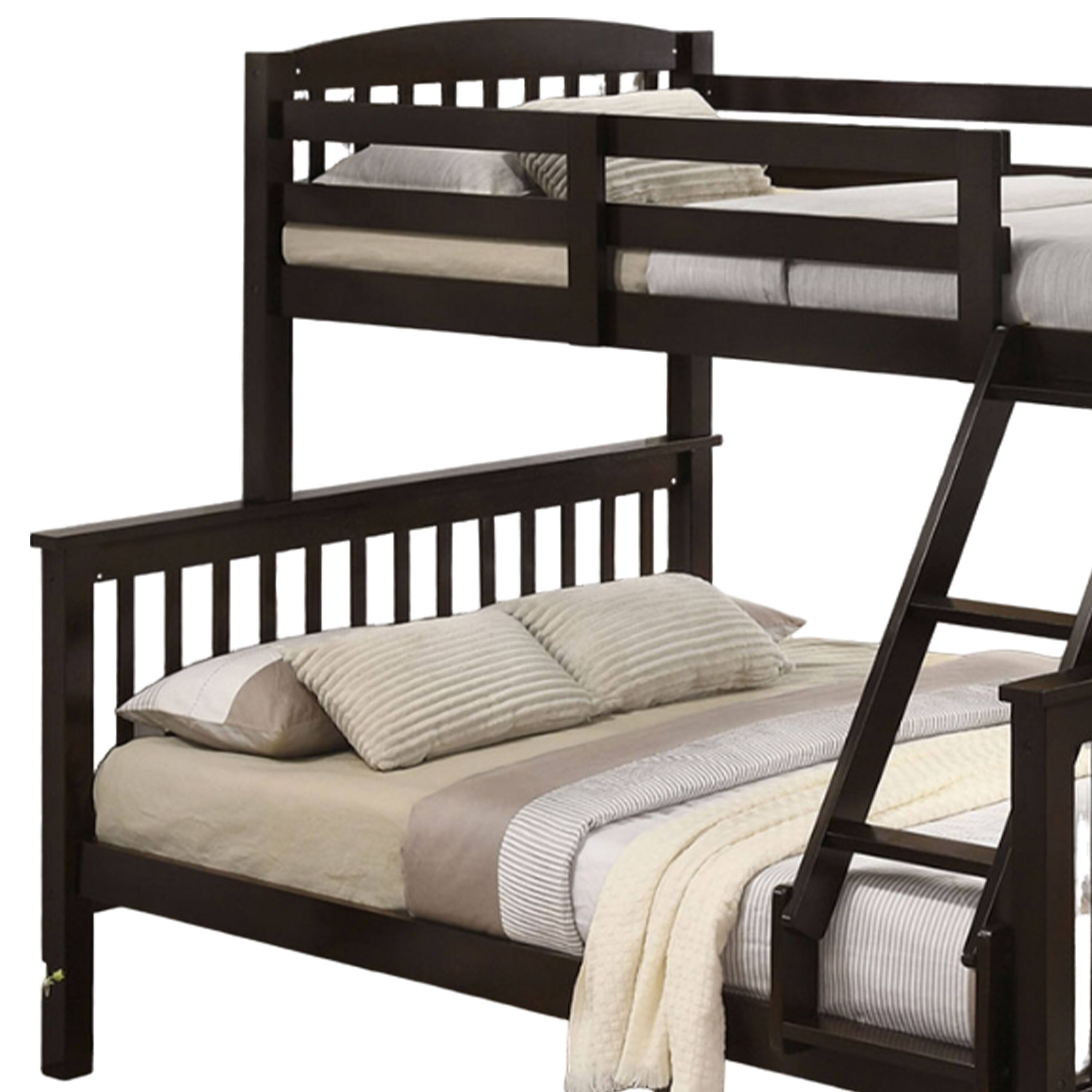 Alt View 3. Manhattan Lane - Bruke Twin/Full Bunk Bed with Ladder, Slatted Cherry Brown Solid Hardwood - Cherry Brown.