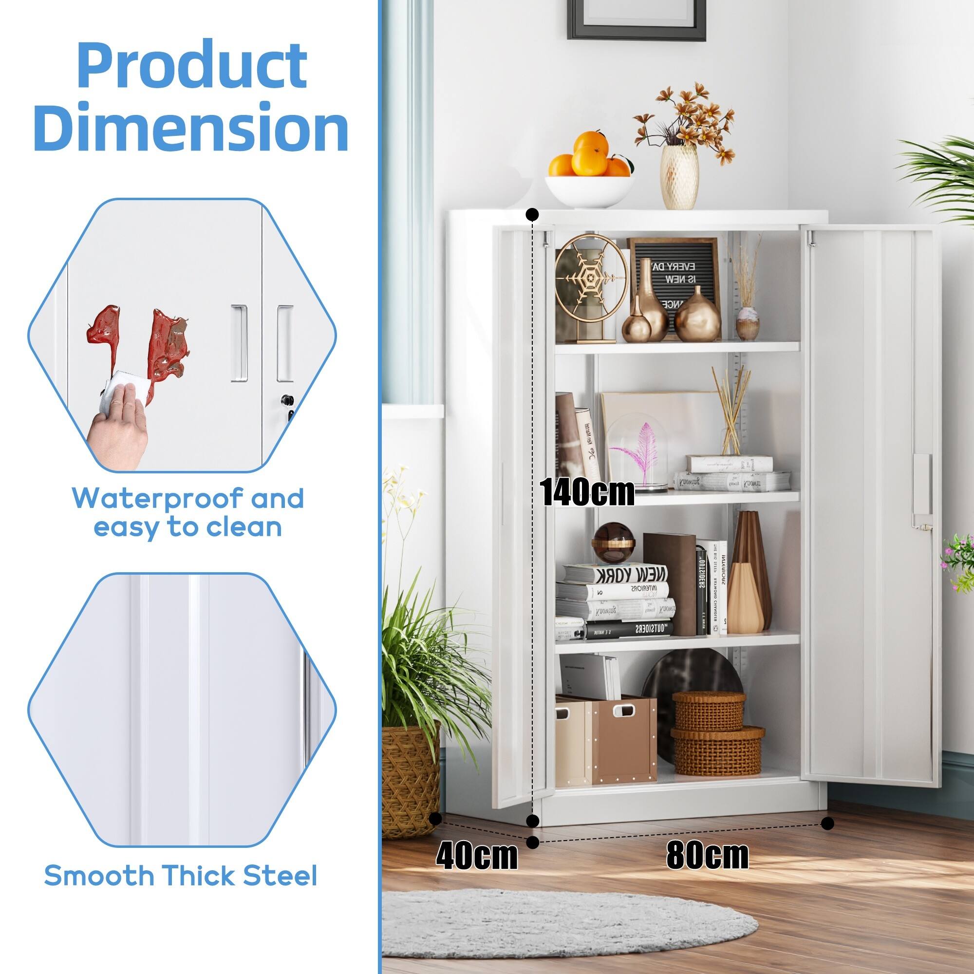 Product Dimension

Waterproof and easy to clean

Smooth Thick Steel

140cm

40cm

80cm