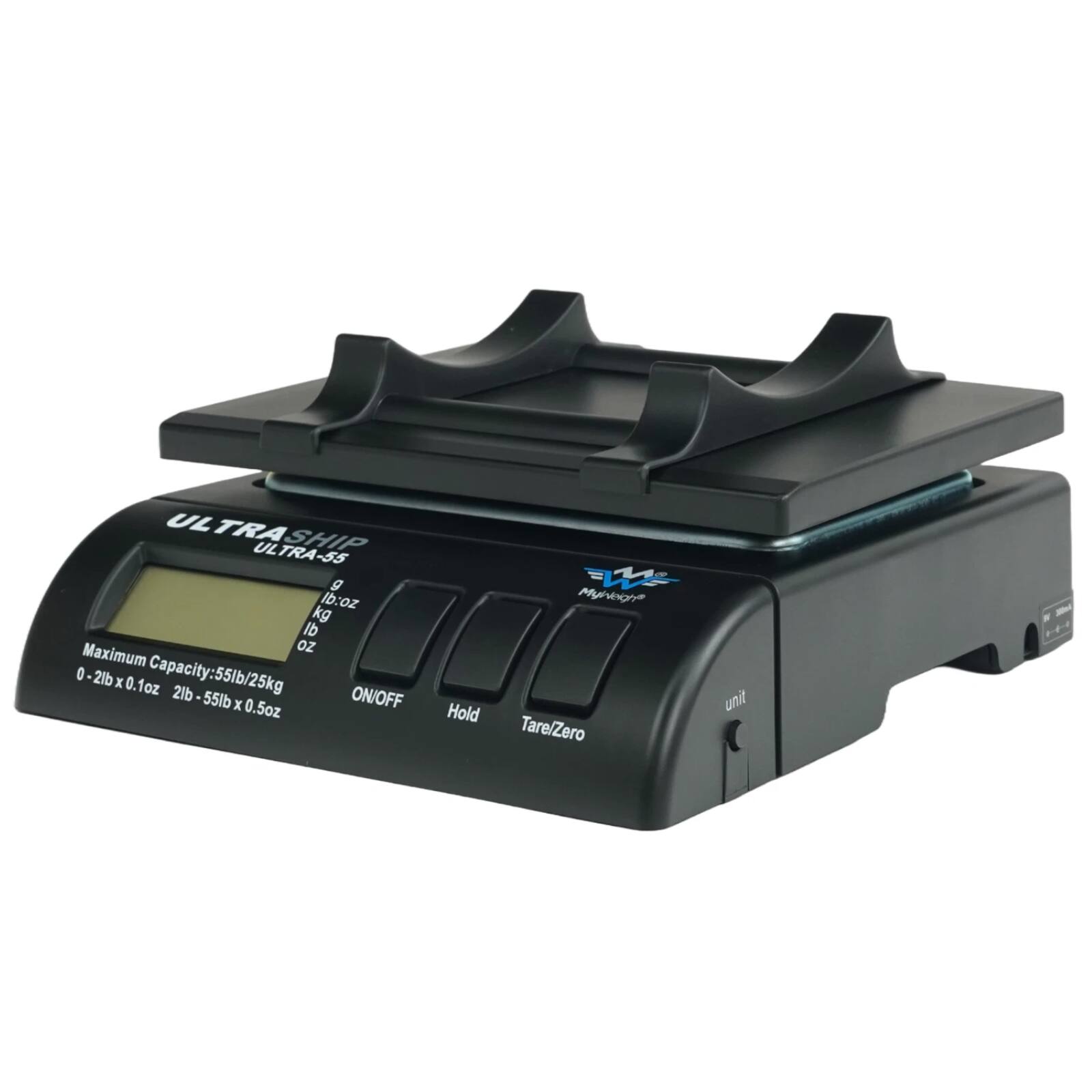 ULTRASHIP ULTRA-55  
Maximum Capacity: 55lb/25kg  
0-2lb x 0.1oz  
2lb-55lb x 0.5oz  
ON/OFF  
Hold  
Tare/Zero  
unit