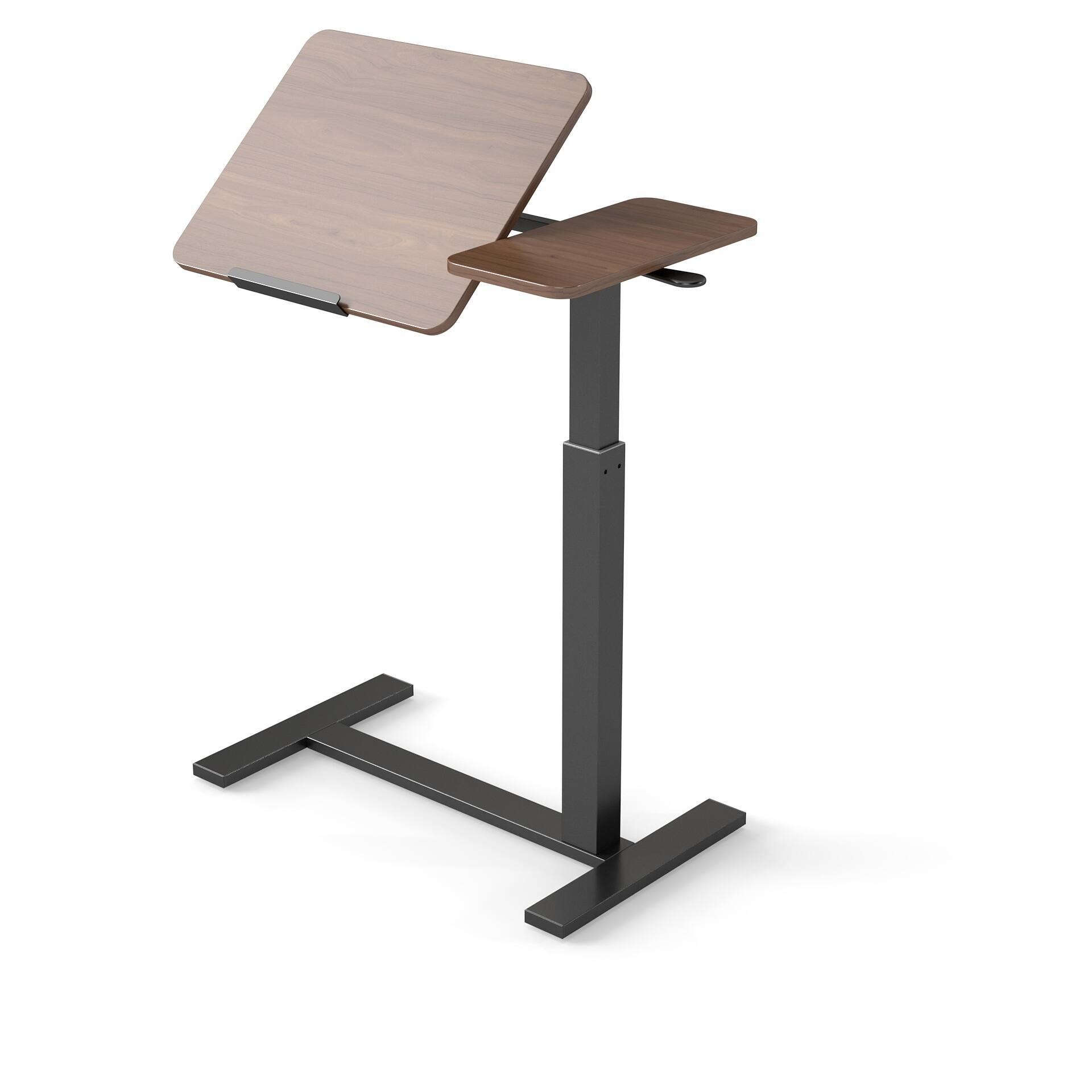 Alt View 5. Loheer - Loheer Mobile Standing Desk Adjustable Rolling Laptop Table Overbed Bedside Desk Walnut - Brown+Black.