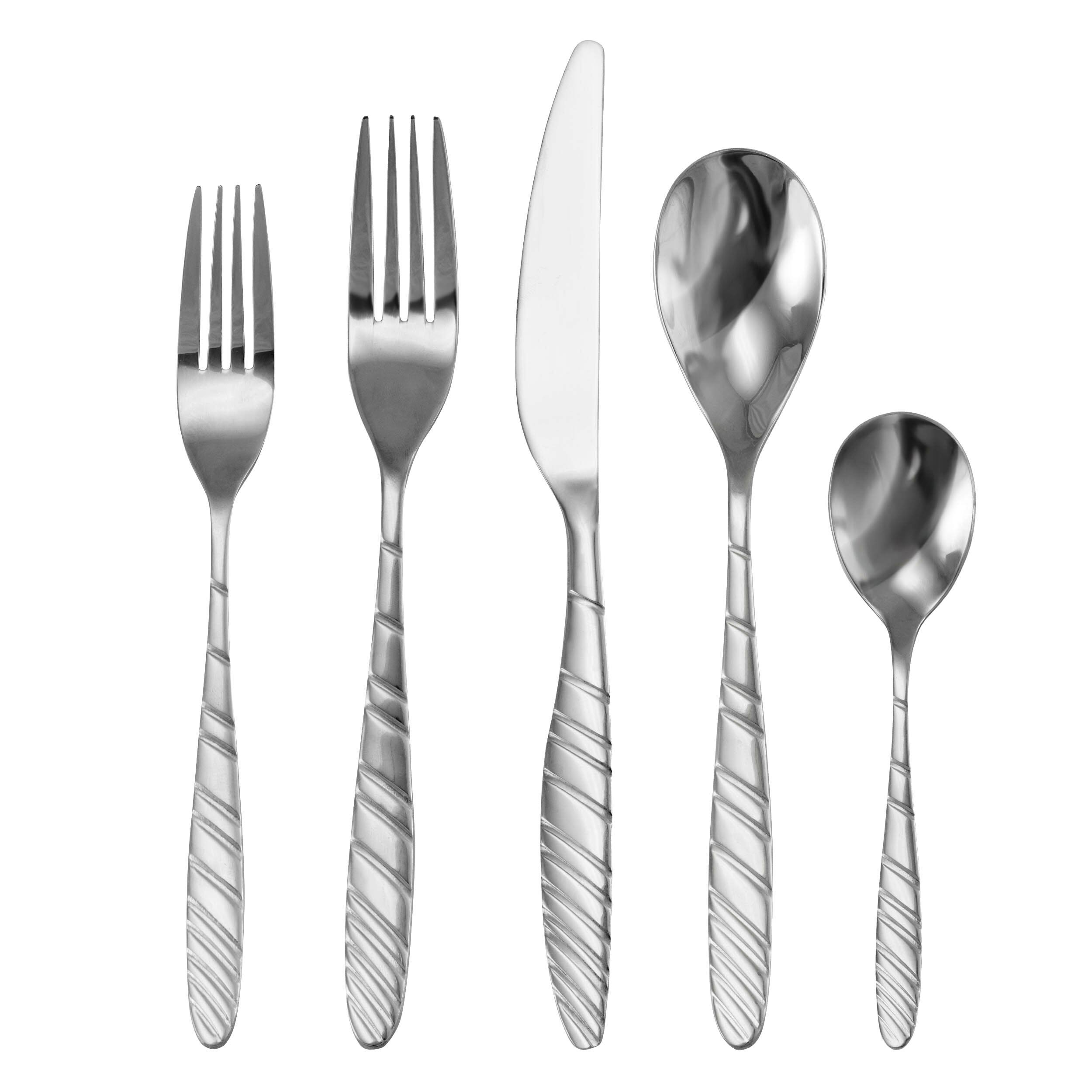 Alt View 6. MegaChef - MegaChef La Vague 20 Piece Flatware Utensil Set, Stainless Steel Silverware Metal Service for 4 in Silver - Silver.