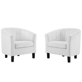Prospect Channel Tufted Performance Velvet Armchair Set of 2 by Modway - White