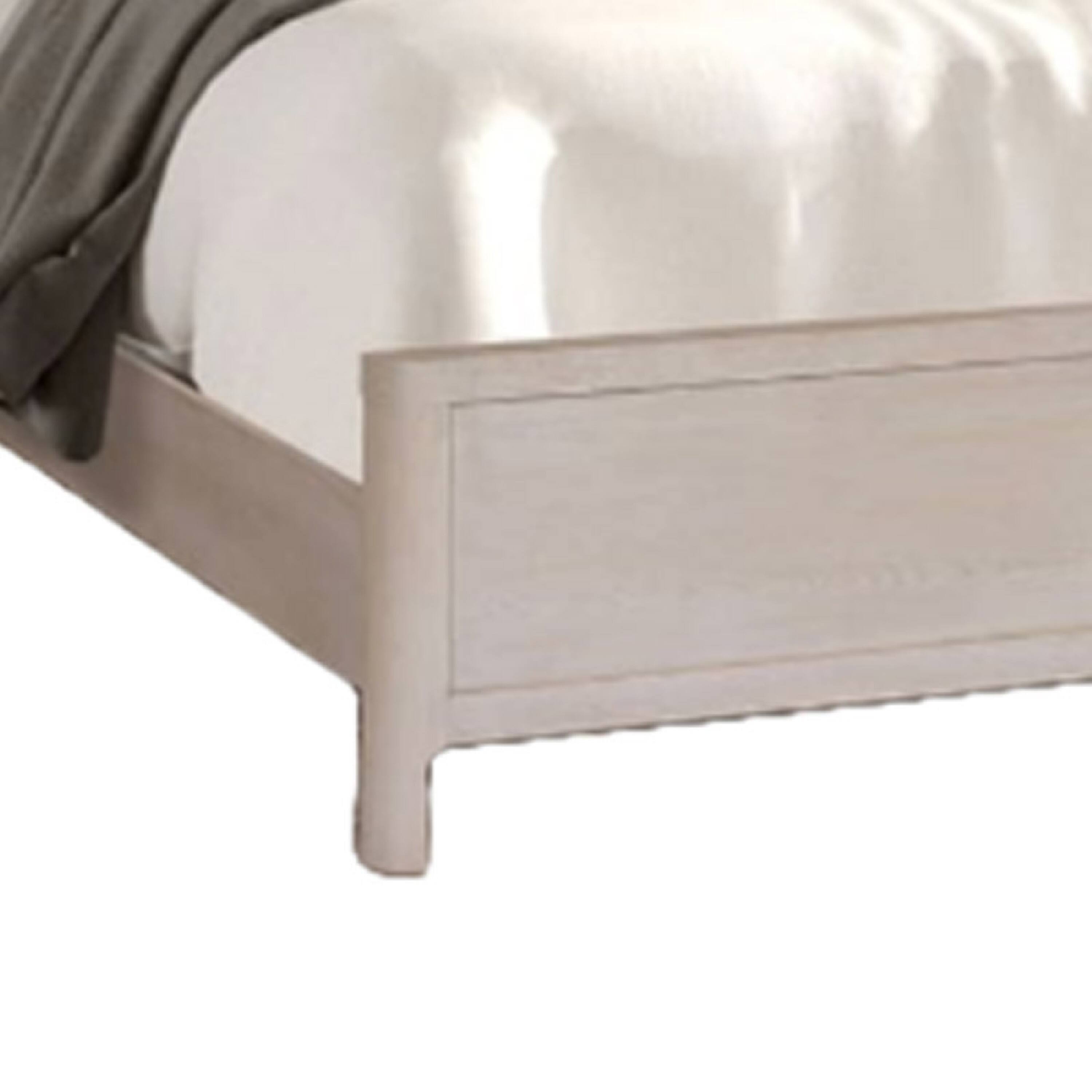 Alt View 3. Manhattan Lane - Reham Queen Size Bed, Rounded Edges, White Wash Brown Rubberwood Frame - Light White Wash Oak Brown.