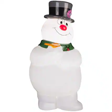 Front. Warner Bros. - Warner Brothers Incandescent White Frosty With Scarf 2 ft. Blow Mold - White | Black | Green | Red.
