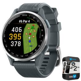 Garmin - Approach S44 GPS Golf Smartwatch, Silver Aluminum Bezel + 2 YR Warranty Bundle - Silver Aluminum Bezel with Black Silicone Band - (2025)