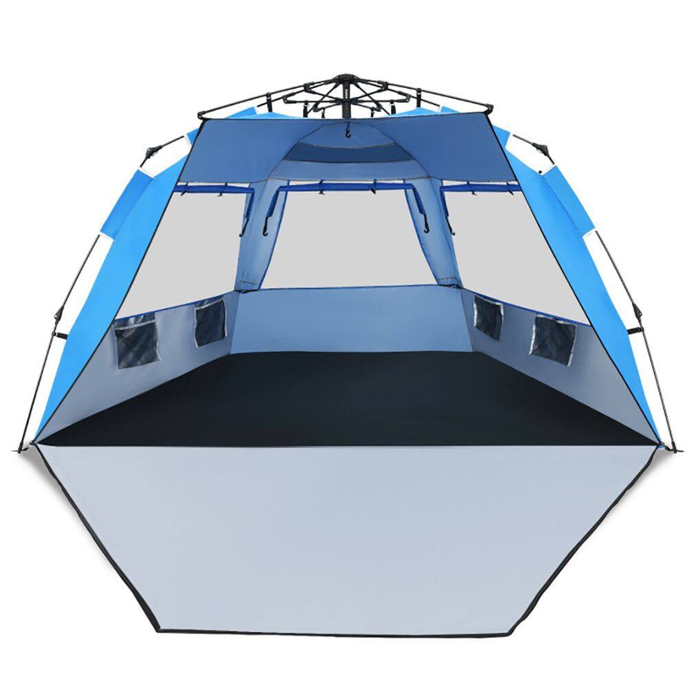 Back. Loheer - Loheer 3-4 Person Easy Pop-Up Beach Tent Portable Sun Shelter UPF 50+ Waterproof - Orange/Blue.