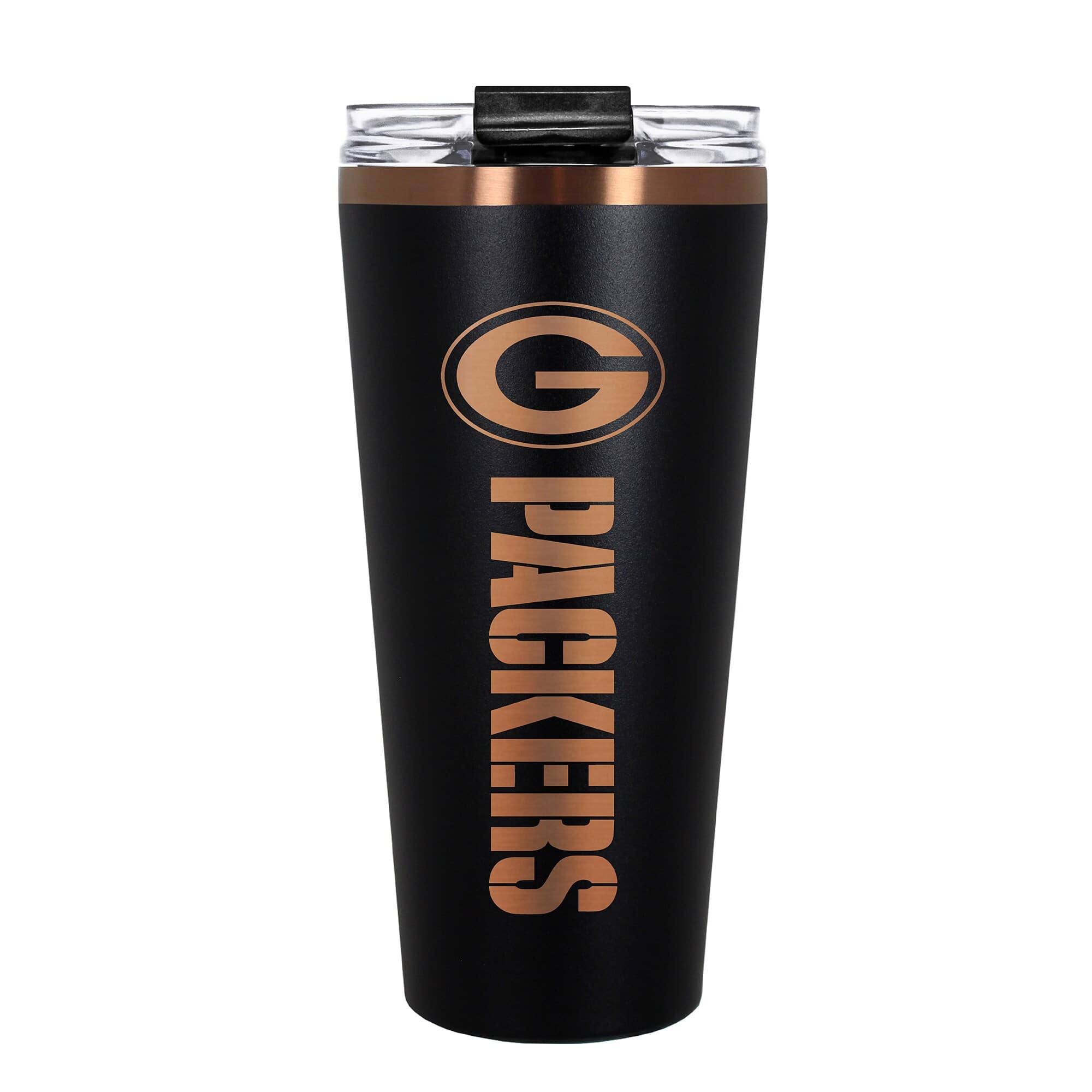 Front. Great American Products - Green Bay Packers 30oz. Big Slim Tumbler - Black.