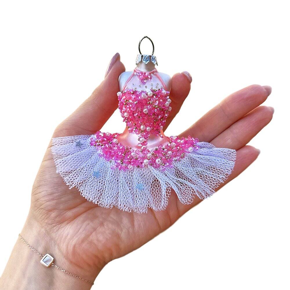 Back. OrnamentallyYou - Classic Ballerina Dress Handcrafted Glass Ornament Ballet Dancer Gift - Multi-colored.