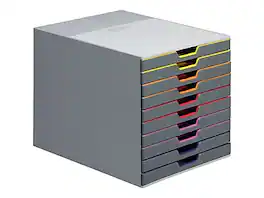 Durable - VARICOLOR 10-Compartment Stackable Plastic Drawer Box - Gray