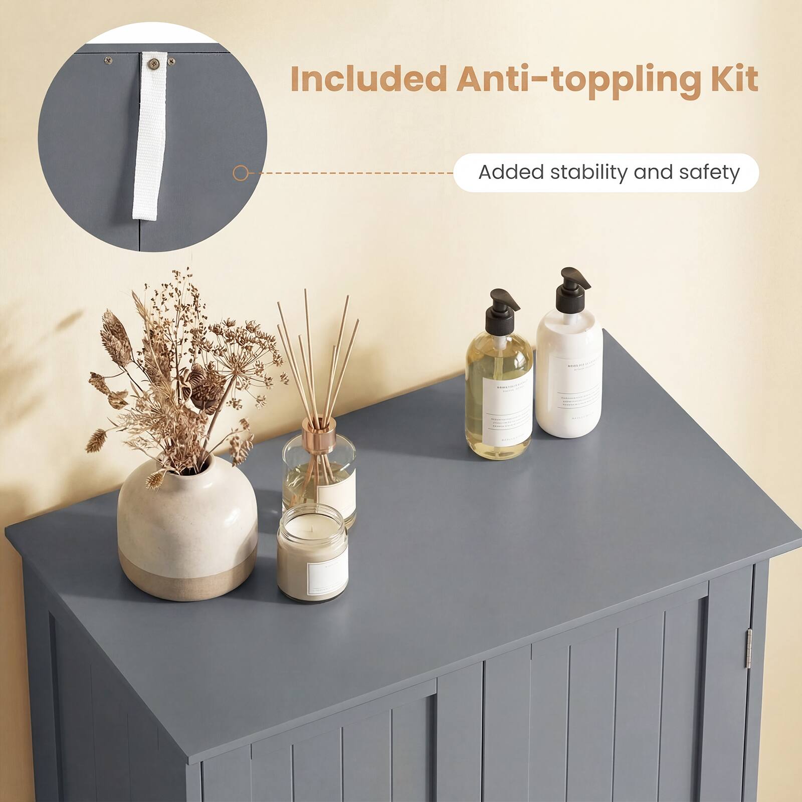 Included Anti-toppling Kit  
Added stability and safety
