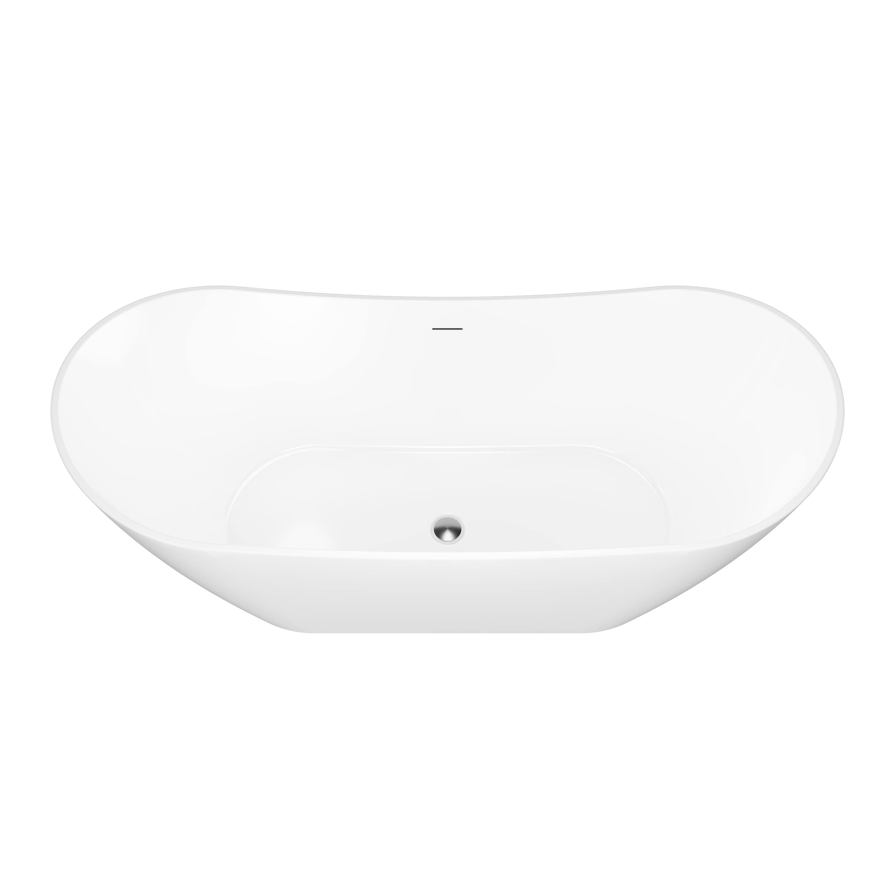 Alt View 8. WELLFOR - Vela 67 in. x 29 in. Acrylic Oval Freestanding Soaking Bathtub with Center Drain and Overflow - White.