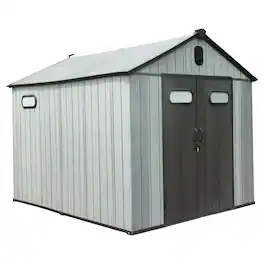 Mondawe - 8x12FT Resin Storage Shed, Waterproof Outdoor Tool Storage Shed - Gray