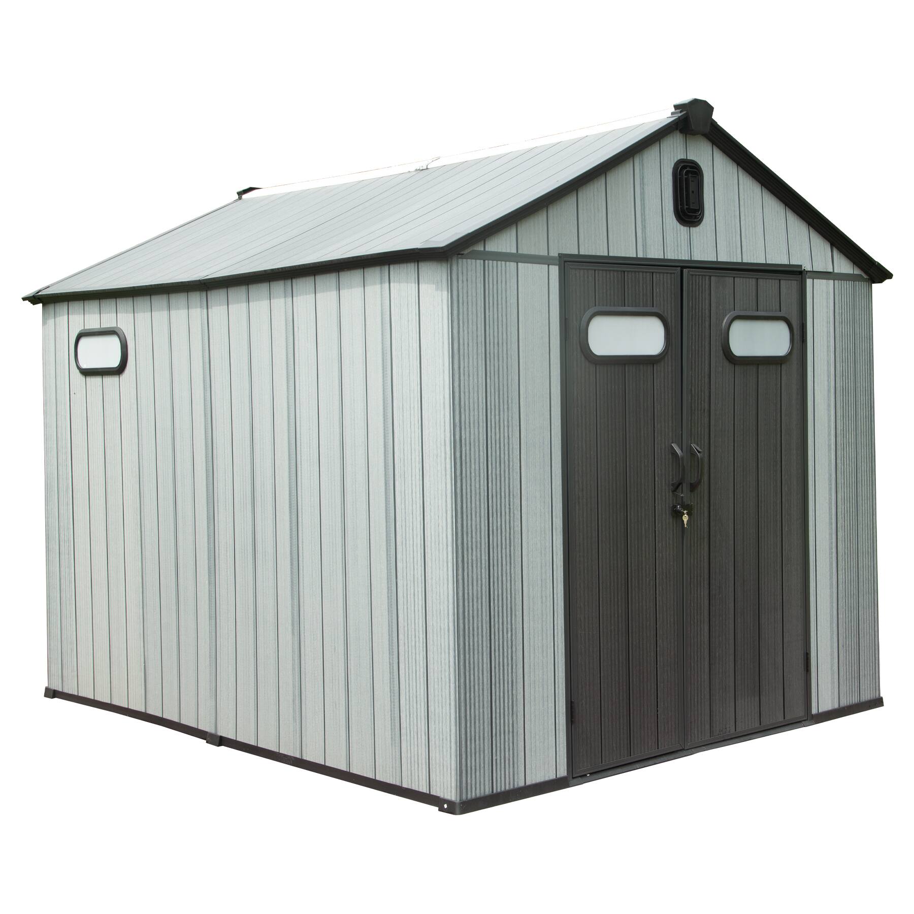 Front. Mondawe - 8x12FT Resin Storage Shed, Waterproof Outdoor Tool Storage Shed - Gray.