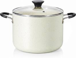 Cook N Home - 8 Quart Non Stick Stock Pot Large Induction Pot for Cooking with Lid Cream Color - cream white