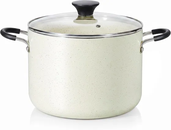 Front. Cook N Home - Cook N Home 8 Quart Non Stick Stock Pot Large Induction Pot for Cooking with Lid Cream Color - cream white.
