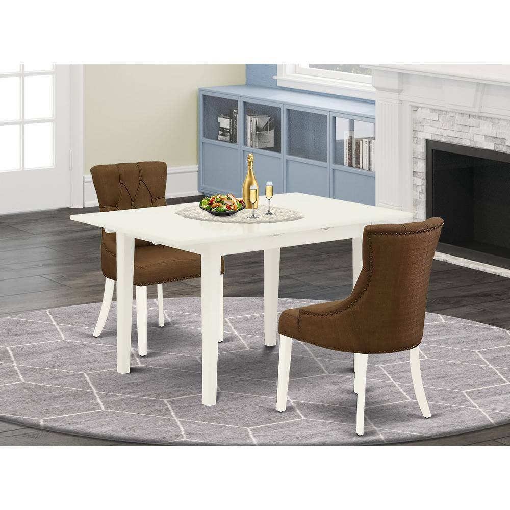 Left. East West Furniture - Dining Table- Parson Chairs - Brown.
