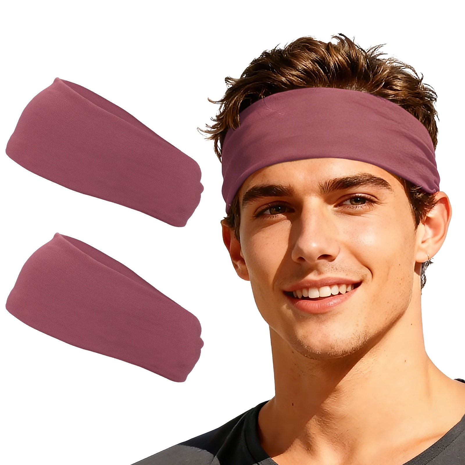 Unique Bargains - Sport Headbands for Men & Women, Stretchy Sweatband Absorbent Headbands, 2pcs - For Yoga/Sports/Running/Fitness/Cycling - Bean Paste Red price history on PriceWatchPro
