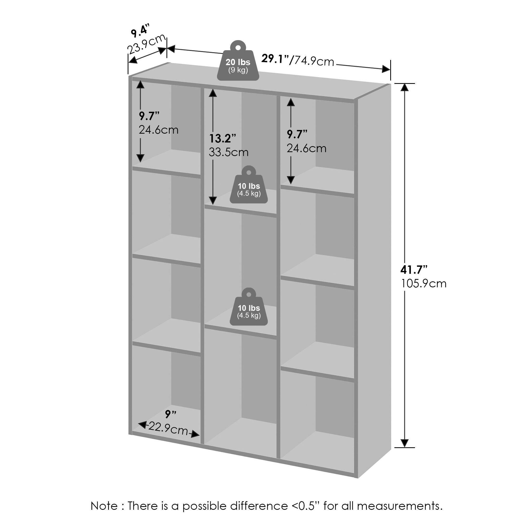 9.4" (23.9 cm)  
29.1" (74.9 cm)  
20 lbs (9 kg)  

9.7" (24.6 cm)  
13.2" (33.5 cm)  
10 lbs (4.5 kg)  

9.7" (24.6 cm)  
41.7" (105.9 cm)  
10 lbs (4.5 kg)  

9" (22.9 cm)  

Note: There is a possible difference <0.5" for all measurements.