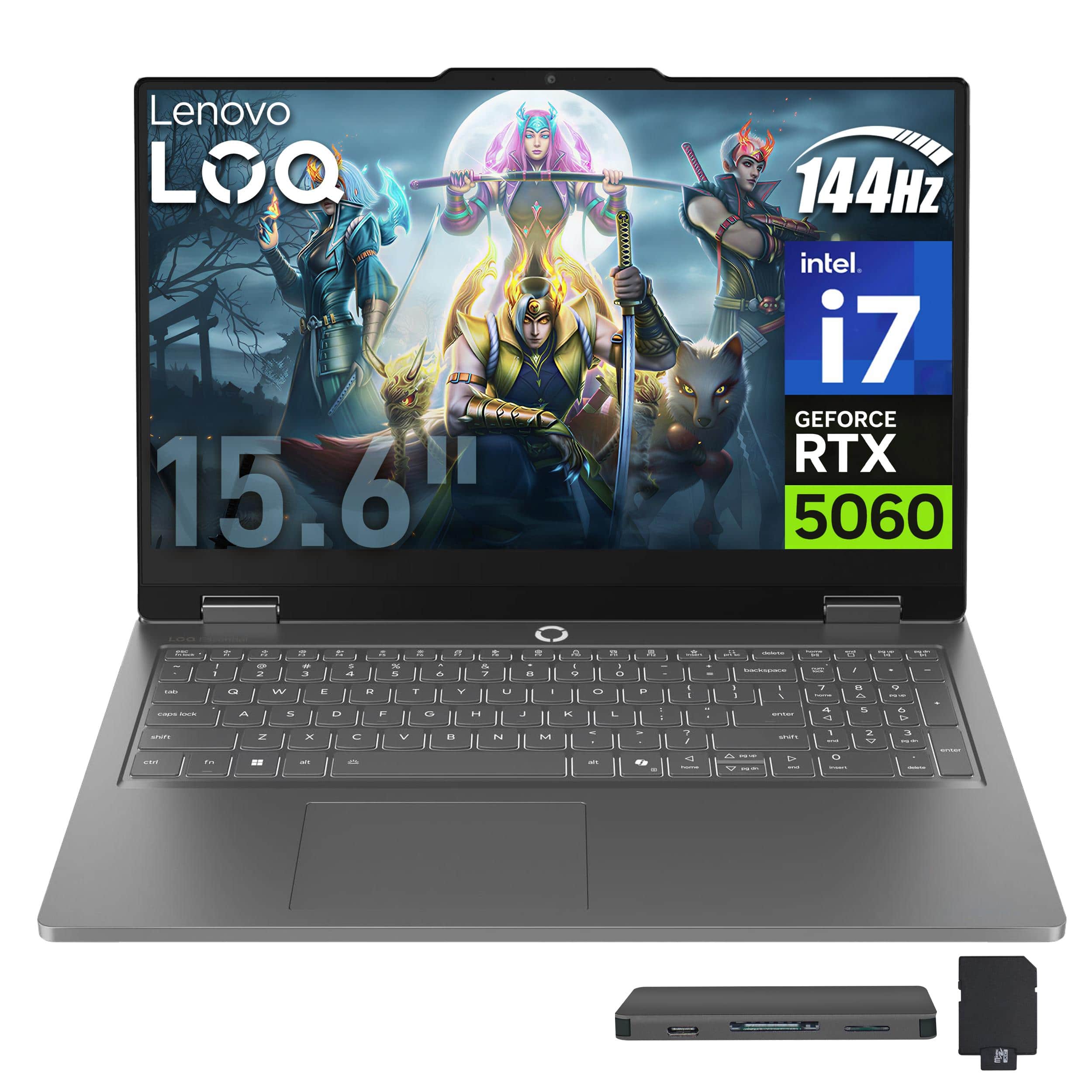 Lenovo - Upgraded - LOQ 15.6" FHD 144Hz Gaming Laptop,Intel i7-13650HX,RTX 5060,16GB RAM,1TB SSD+1TB Dock,Backlit,Win 11 Pro - Black