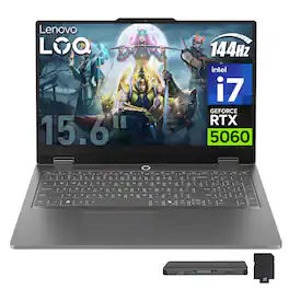 Lenovo - Upgraded - LOQ 15.6" FHD 144Hz Gaming Laptop,Intel i7-13650HX,RTX 5060,16GB RAM,1TB SSD+1TB Dock,Backlit,Win 11 Pro - Black