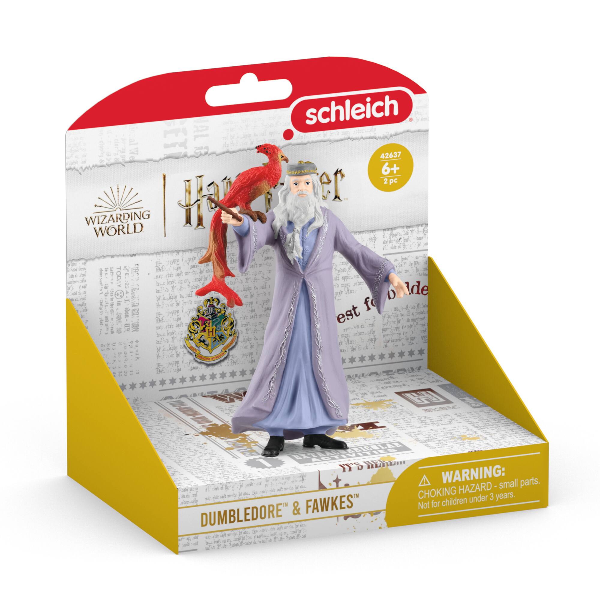 ET AL  
schleich 42637  
6+  
2 pc  
WIZARDING WORLD  
i TODAY  
8  
6 l : E 1 f est - Ade  
H  
Y Wihn  
WARNING: small parts.  
CHOKING HAZARD - under 3 years.  
FAWKES  
Not for children  
DUMBLEDORE &
