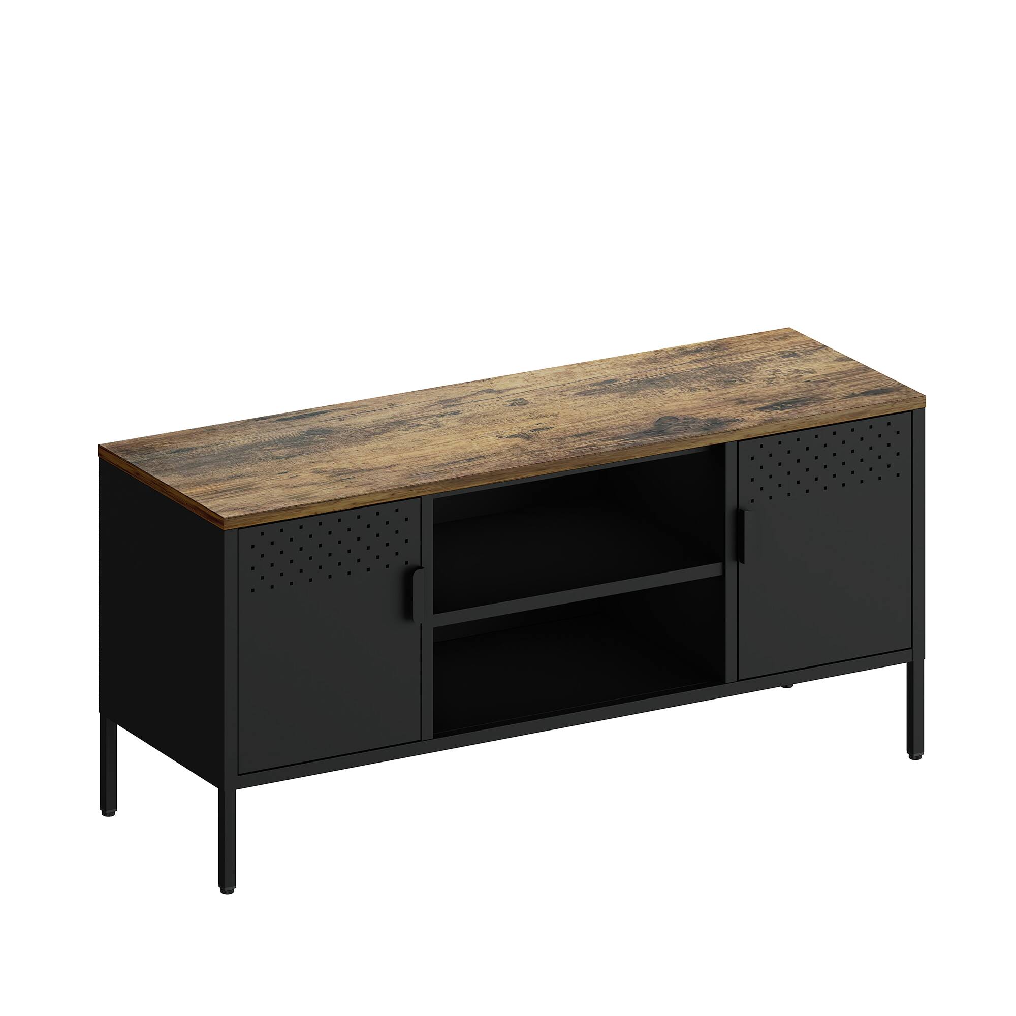 Alt View 7. Manhattan Comfort - Landen Modern 47" Metal Storage Cabinet in Black - Black.