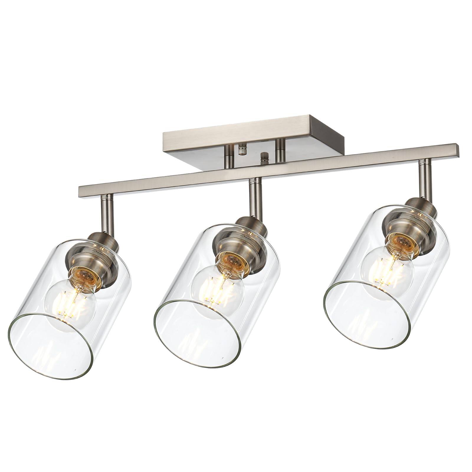 Dazzling Pops - Light Vanity For Bathroom In Matte Finish Classic Spotlight Fixture With Rotatable Head Metal Ceiling Clear - Brushed Nickel 3 Light