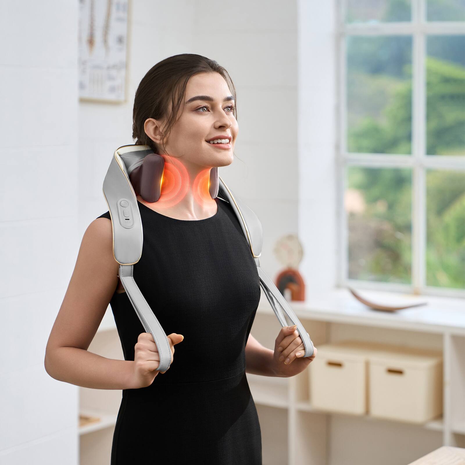 Alt View 6. SKG - SKG Neck Massager for Pain Relief, Deep Tissue Cordless with Heat, FSA HSA Eligible, Shoulder Massage Gift - Gray.