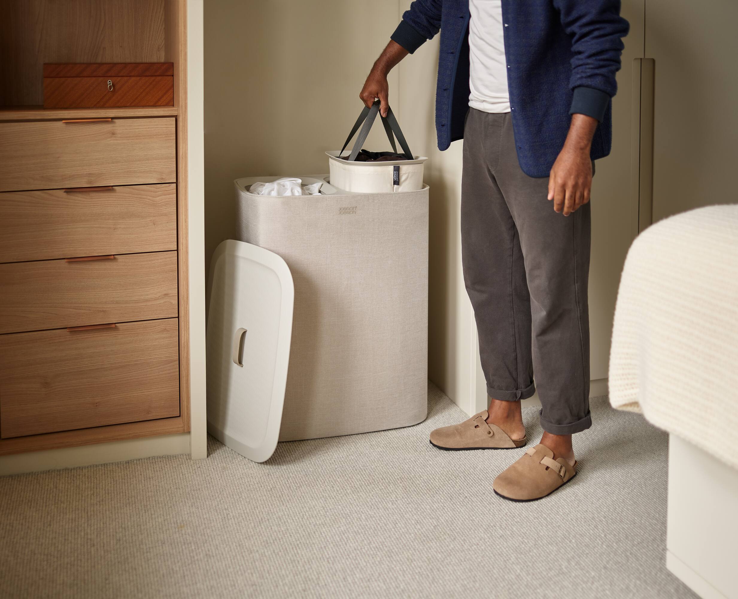 Alt View 2. Joseph Joseph - Tota 90-liter Laundry Separation Hamper - Ecru.