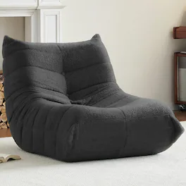 Fabibe - Bean Bag Chair, Fireside Chair Bean Bag Sofa for Adults, Bean Bag Chairs for Teens with High-Resilience Foam, Memory Foa - Dark Gray Teddy Single