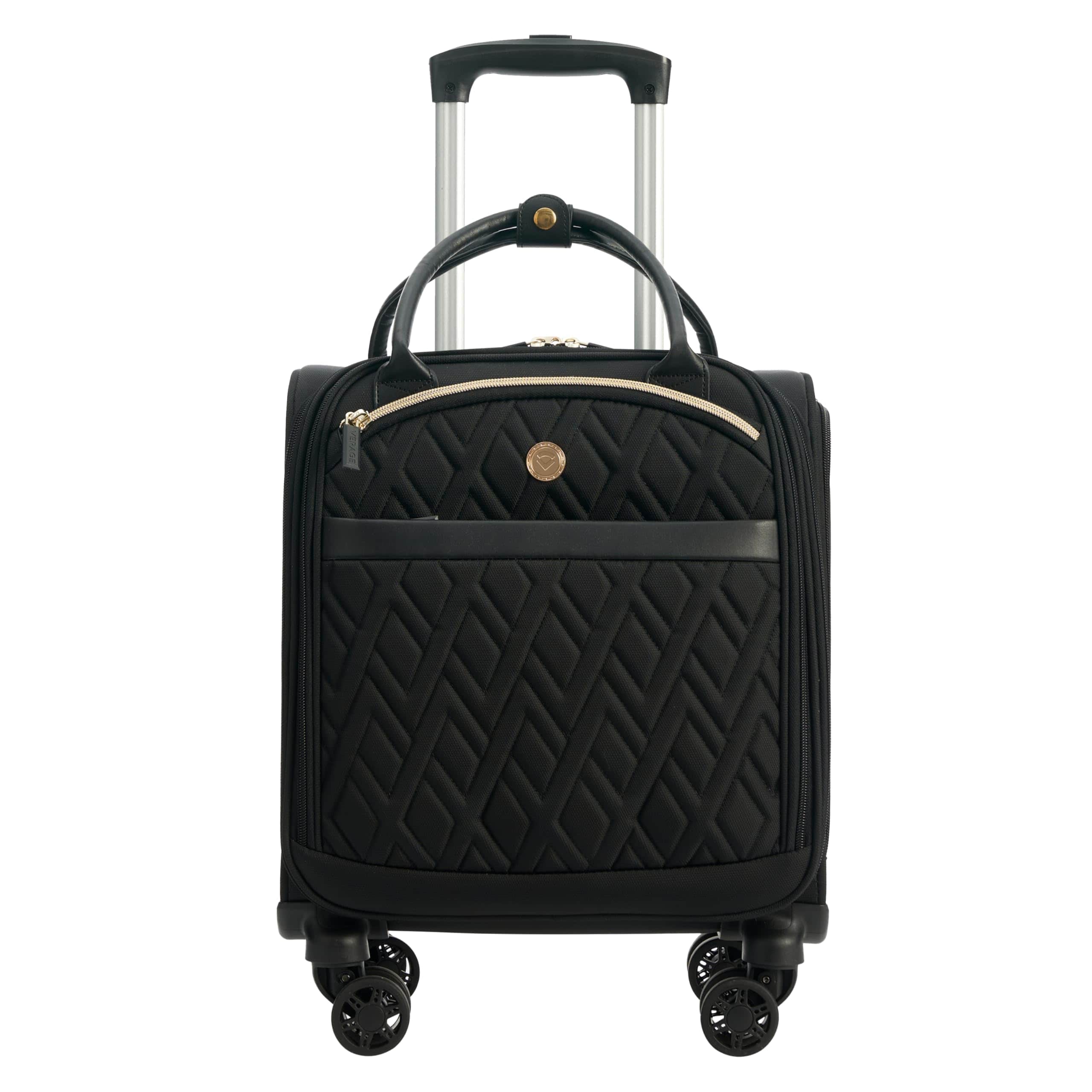 Dapper Styles - 18x14x8in Spinner Underseat Carry-on Luggage -airplane Personal Item Bag Usb A&c Charging Port Padded Lapto - Classic Black-Women's Underseat
