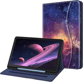 Fintie - Multi-Angle Viewing Case for Samsung Tab S6 Lite 10.4 Inch 2024/2022/2020, Soft TPU Back Cover, Front Card Pocket - Galaxy
