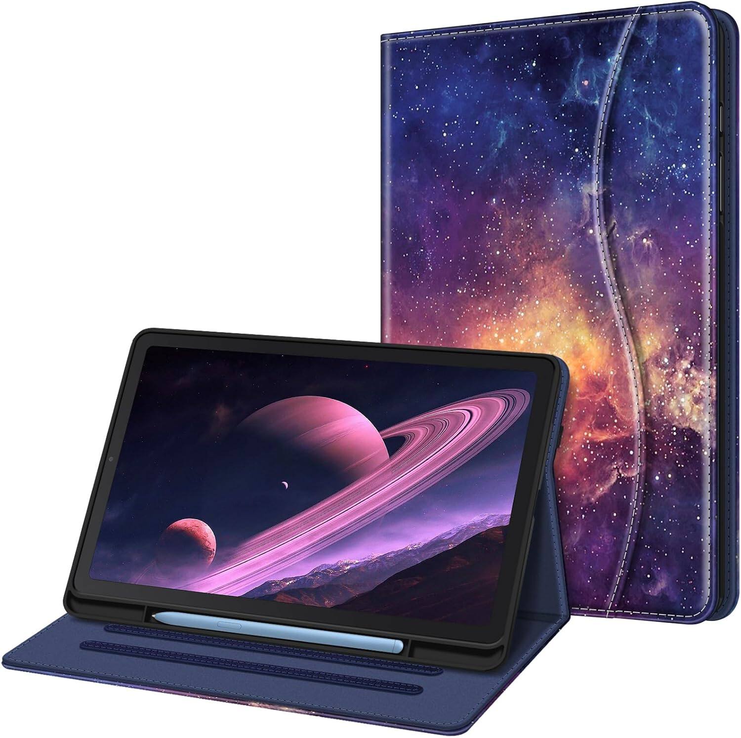 Front. Fintie - Multi-Angle Viewing Case for Samsung Galaxy Tab S6 Lite 10.4 Inch 2024/2022/2020, Soft TPU Back Cover, Front Card Pocket - Galaxy.