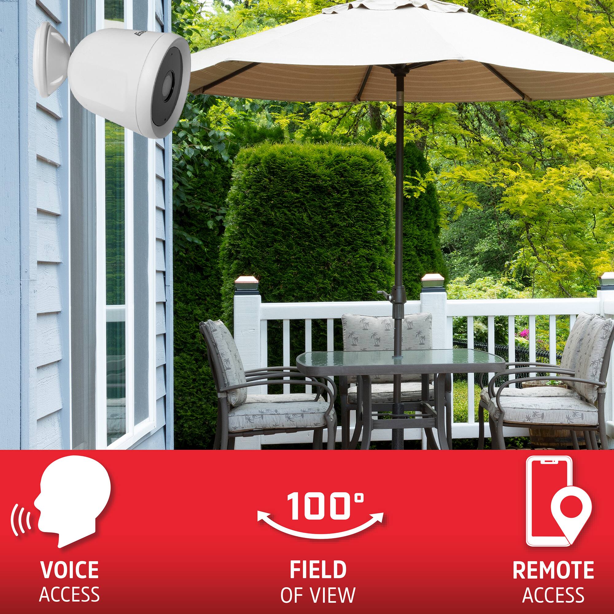 VOICE ACCESS  
100° FIELD OF VIEW  
REMOTE ACCESS