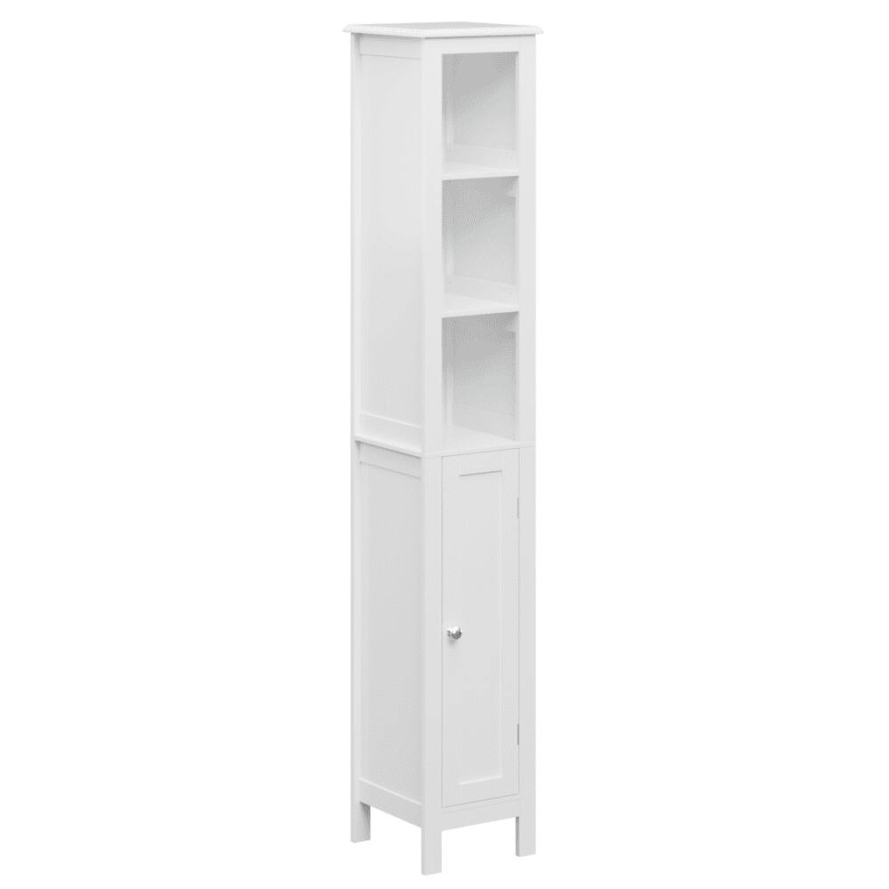 Angle. Kadyn - 66.92" Tall Bathroom Storage Cabinet with Adjustable Shelves, 1 Doors Freestanding Cabinet with Open compartments, White - White.