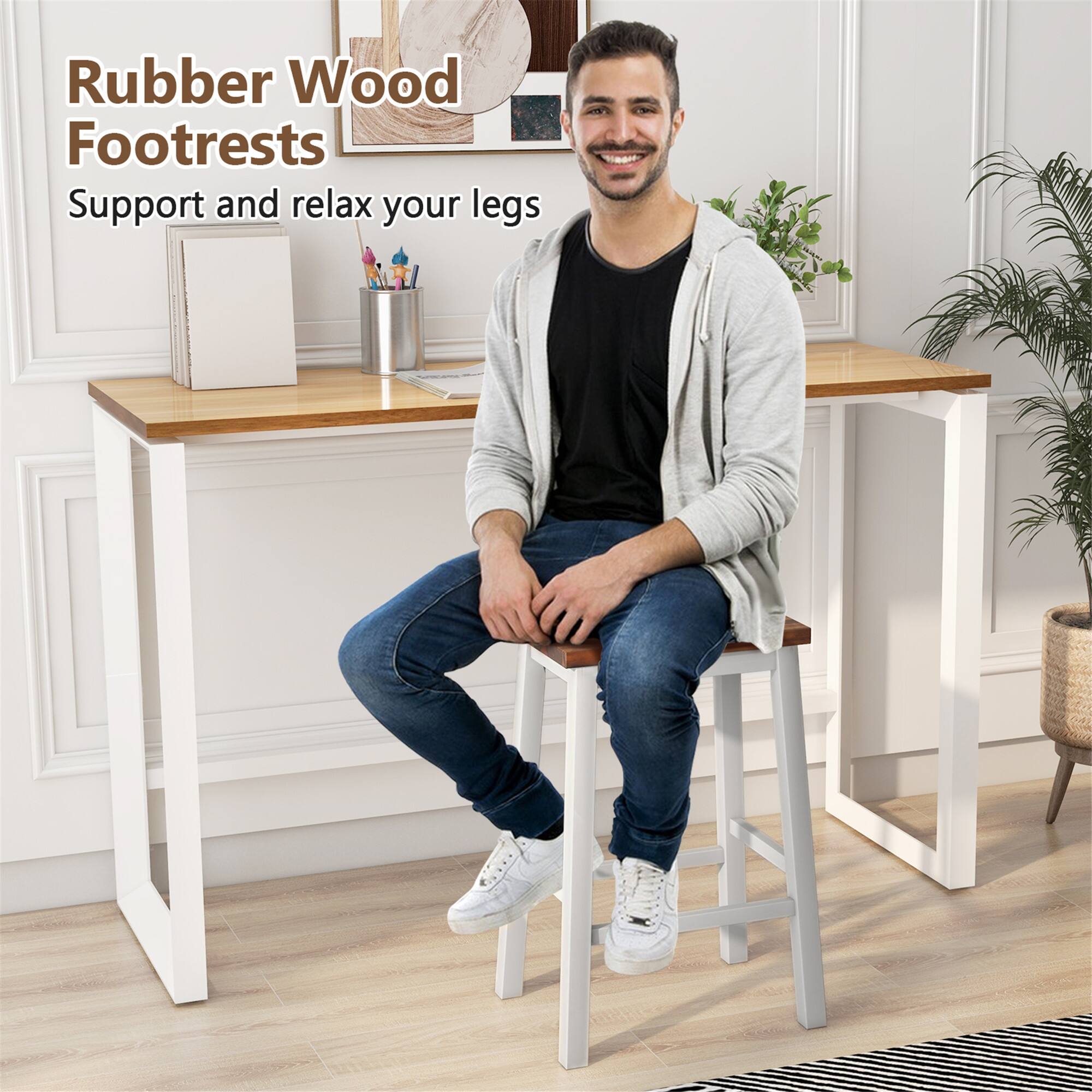 Rubber Wood Footrests  
Support and relax your legs
