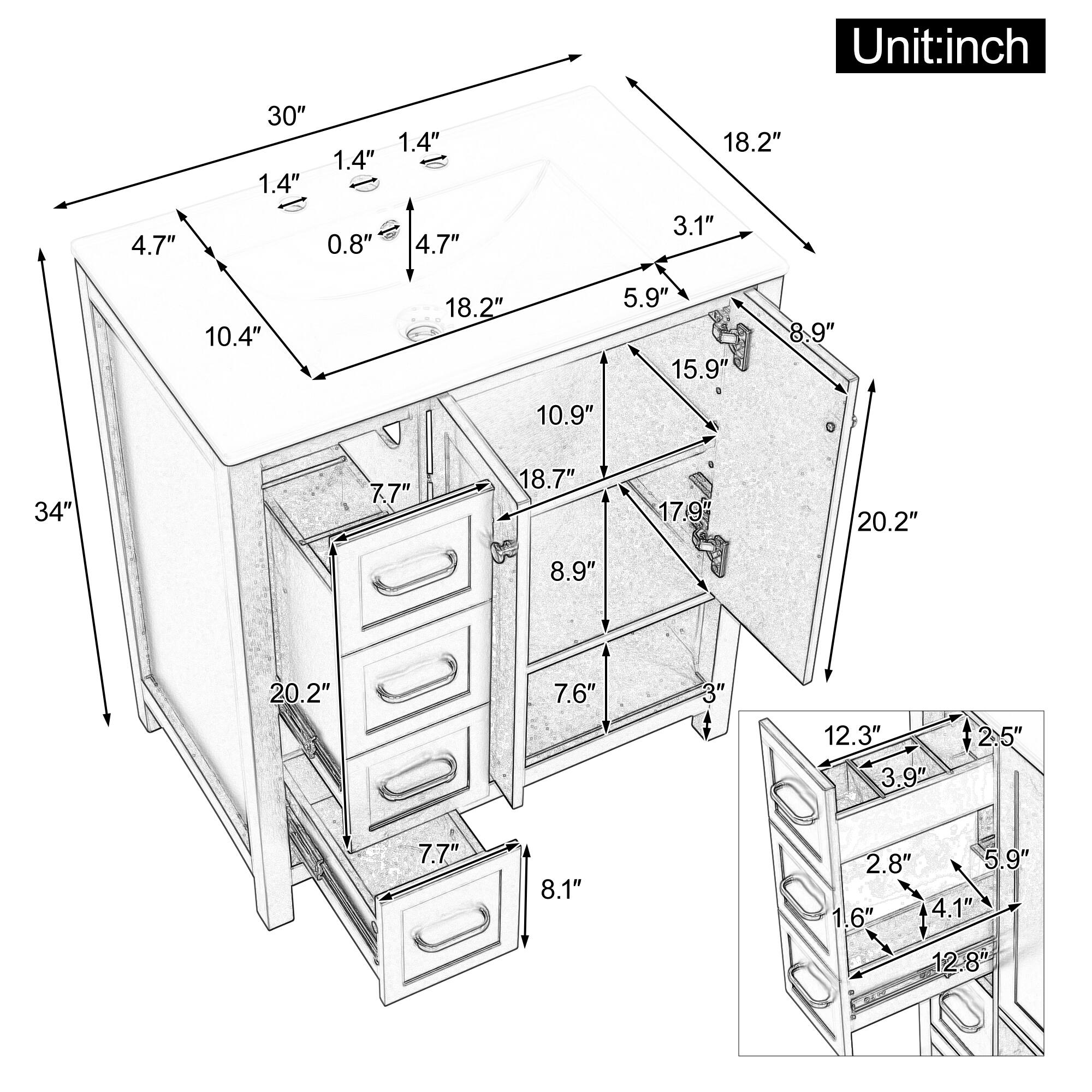 Unit: inch  
4.7"  
30"  
1.4"  
1.4"  
1.4"  
0.8"  
4.7"  
18.2"  
3.1"  
10.4"  
18.2"  
5.9"  
15.9"  
8.9"  
10.9"  
34"  
77"  
18.7"  
17.9"  
20.2"  
8.9"  
20.2"  
7.6"  
3"  
12.3"  
3.9"  
25"  
7.7"  
8.1"  
2.8"  
5.9"  
1.6"  
4.1"  
12.8"