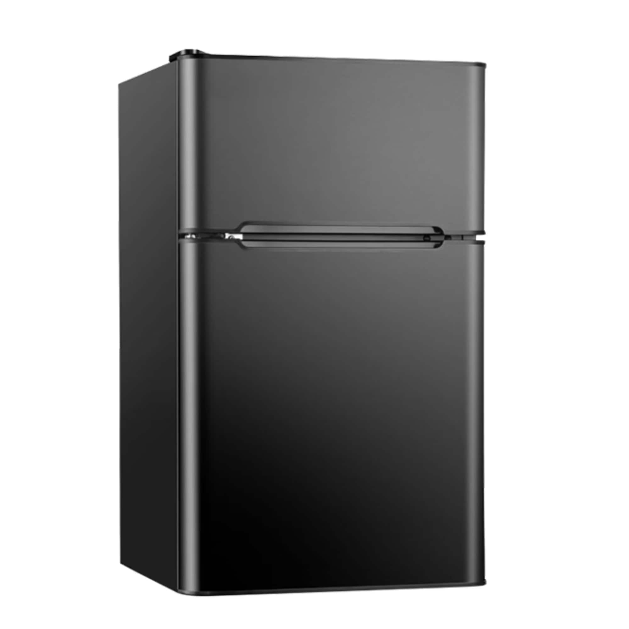 SIMZLIFE - 3.2 Cu ft Two-Door Mini Refrigerator with Freezer, Compact Design & Adjustable Removable Shelves - Black