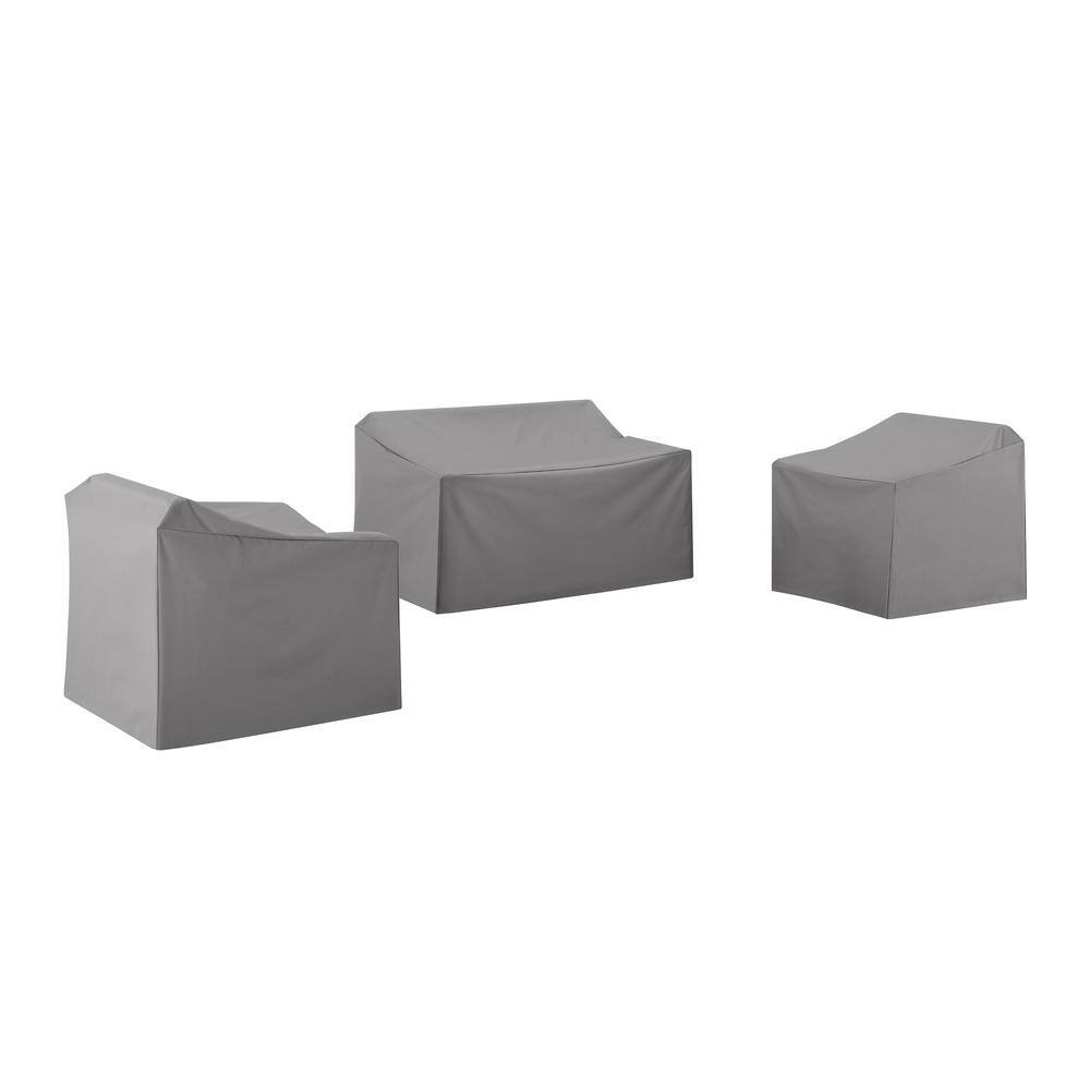 Back. Crosley Furniture - 3Pc Outdoor Furniture Cover Set - Loveseat & 2 Chairs - Gray.