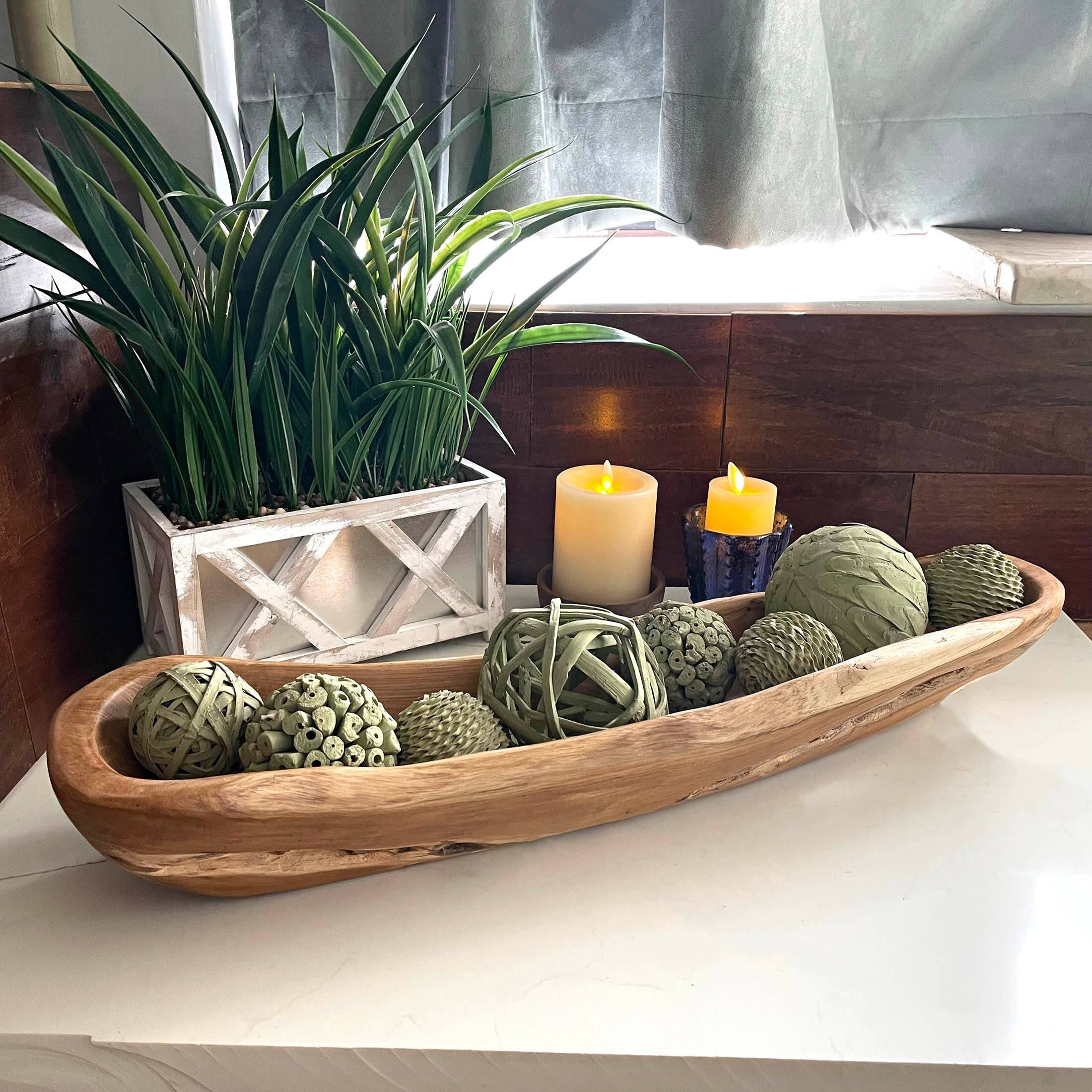 Alt View 3. Things2Die4 - Hand-Carved Wooden Bowl, 23"x6.5"x3.5", Light Brown Stained, Handmade Craft - Brown.