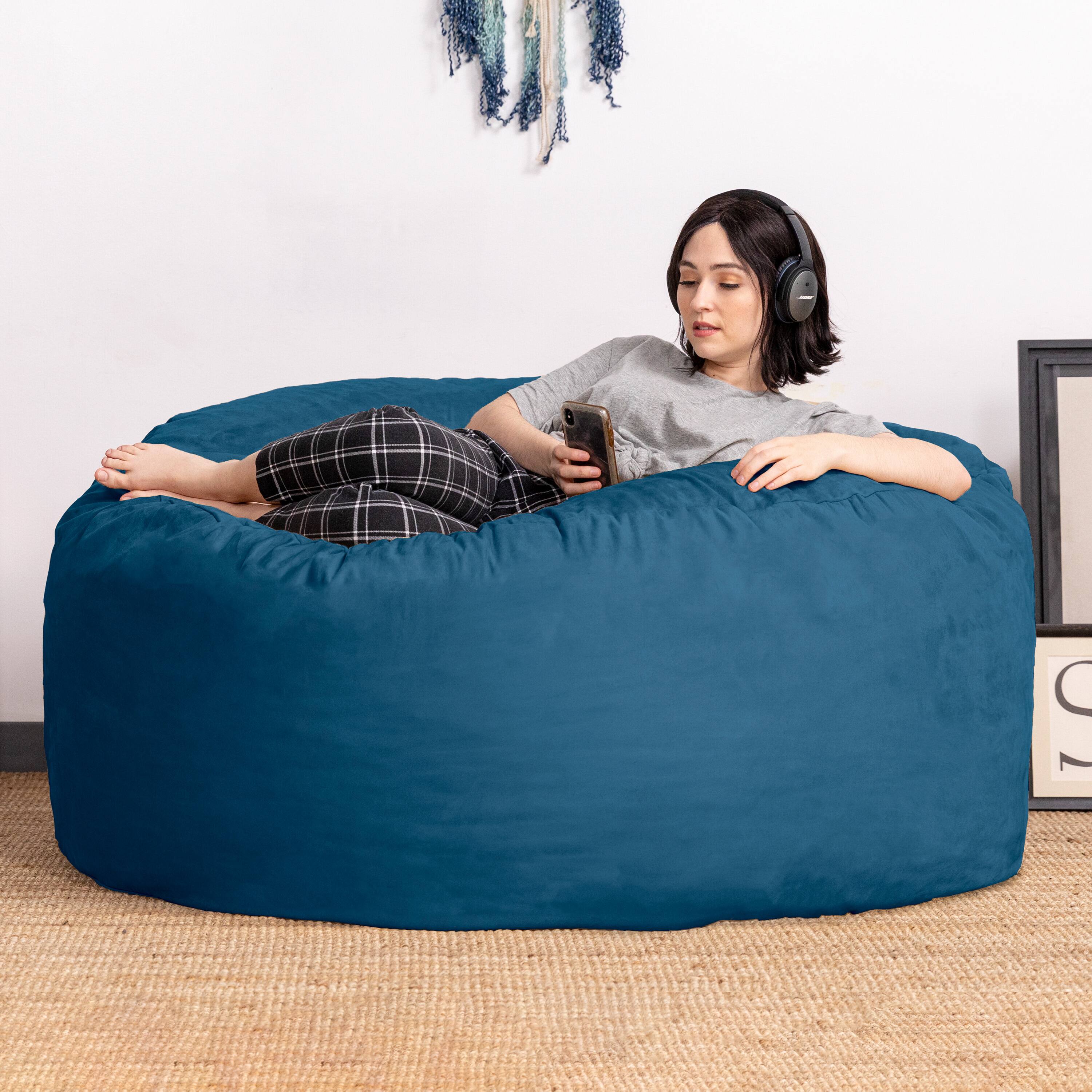 Alt View 1. Jaxx - Jaxx Saxx 5 Foot Large Bean Bag w/ Removable Cover, Navy - Navy.