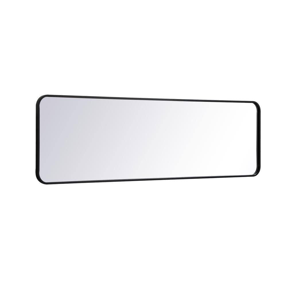 Left. Elegant Decor - Soft corner metal rectangular mirror 18x60 inch in Black - Black.
