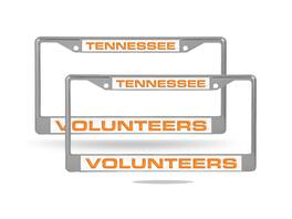 Rico Industries - Tennessee Volunteers Chrome Metal Laser License Plate Frame - Set of 2 Frames - Multi