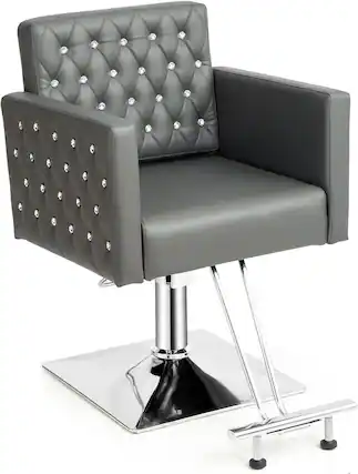 Front. Winado - Heavy Duty Hydraulic Barber Chair Hair Chair with Wide Seat & Adjustable Height & Stainless Steel Footrest for Beauty - Gray.