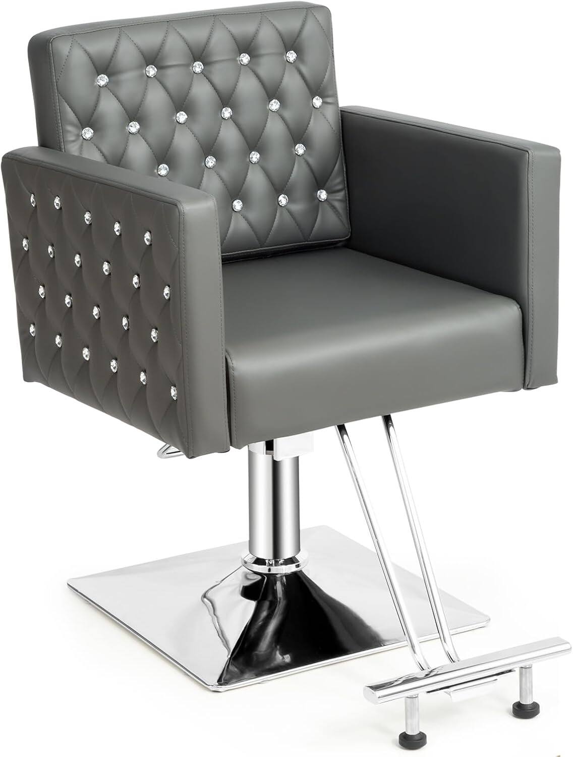 Winado - Heavy Duty Hydraulic Barber Chair Hair Chair with Wide Seat & Adjustable Height & Stainless Steel Footrest for Beauty - Gray