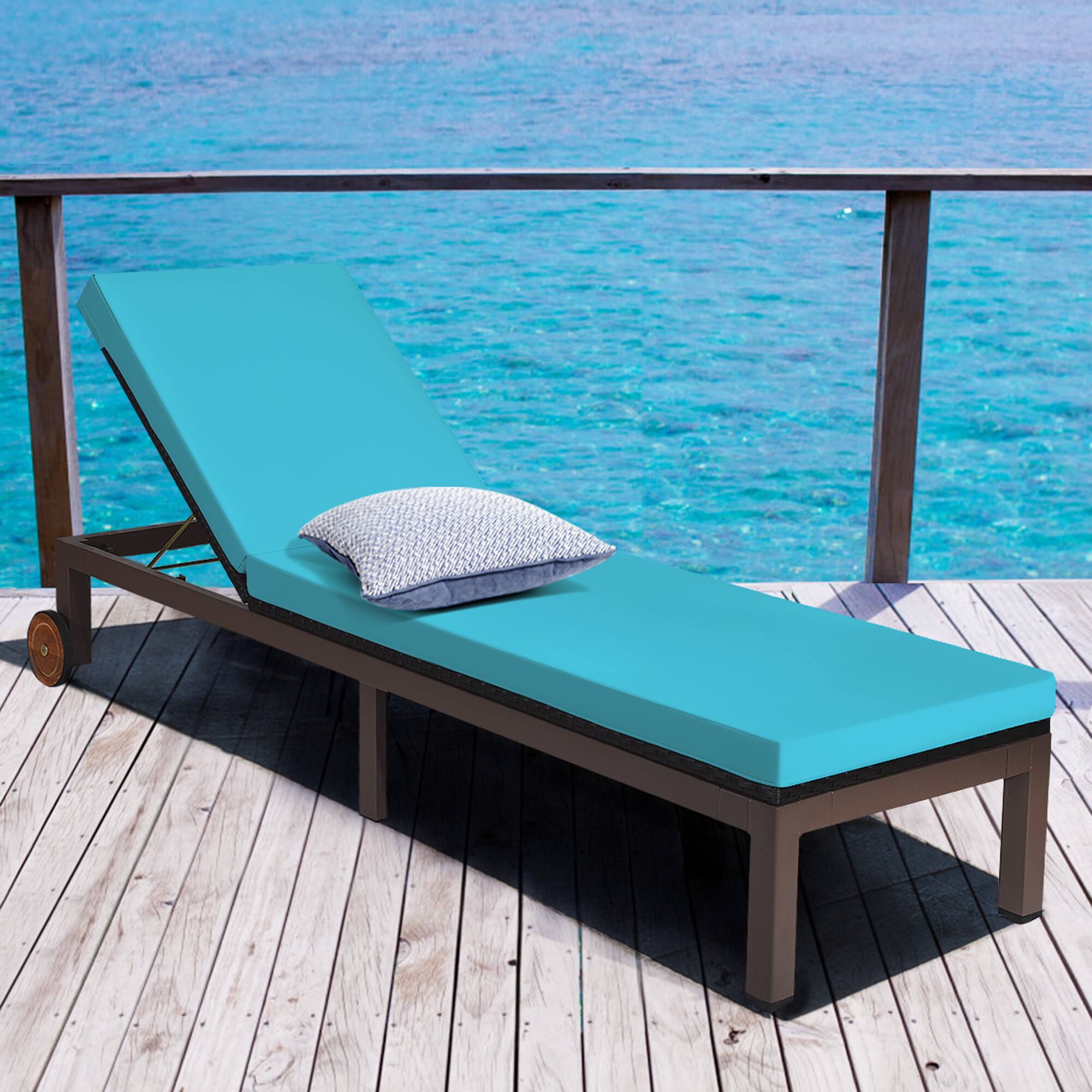 Alt View 3. Gymax - Gymax 2PC Adjustable Patio Rattan Recliner Chaise Lounge Chair w/ Cushion Wheels - as pic.