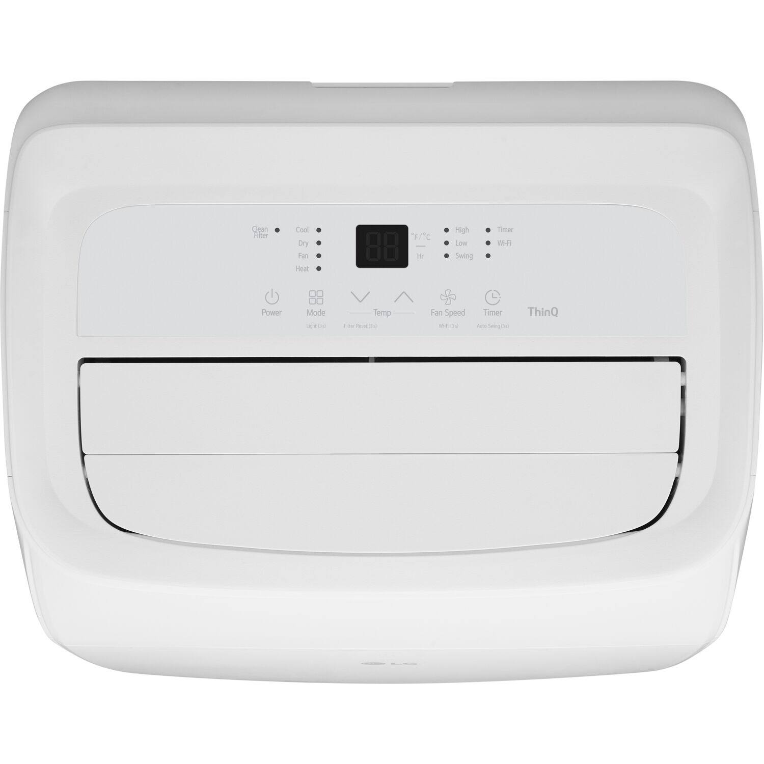 The image features a white appliance with a control panel on the front. The control panel has various buttons, including a timer button, a fan speed button, and a power mode button. The appliance also has a filter and a fan, as well as a heat function. The buttons on the control panel are labeled with their respective functions, such as "F/C H" for fan and cooling, "High" and "Low" for fan speed, "Swing Timer" for the timer, and "Power Mode" for the power mode. The appliance is designed to be energy-efficient and user-friendly, making it a convenient choice for various household needs.