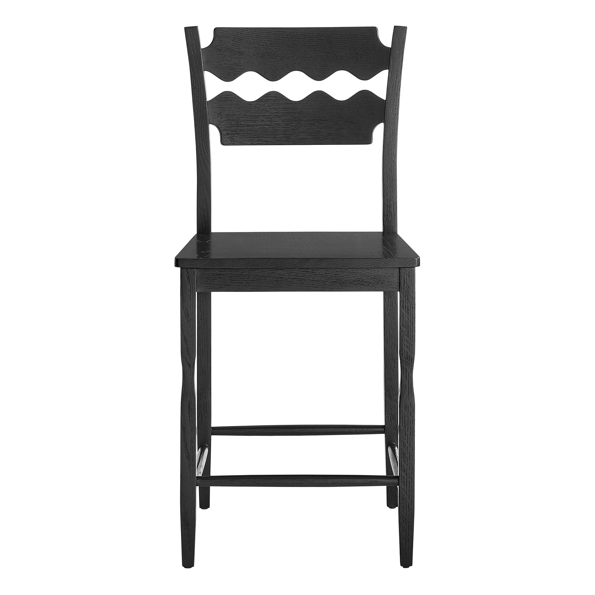 Alt View 4. Modway - Jax Oak Wood Counter Stool With Wavy Razor Back by Modway - Black.